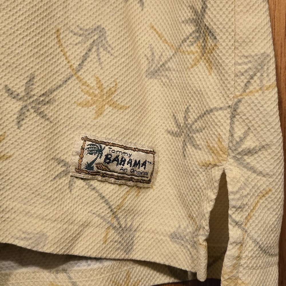 Tommy Bahama Cream & Yellow Palm Tree Print Shirt SzL - Picture 3 of 5